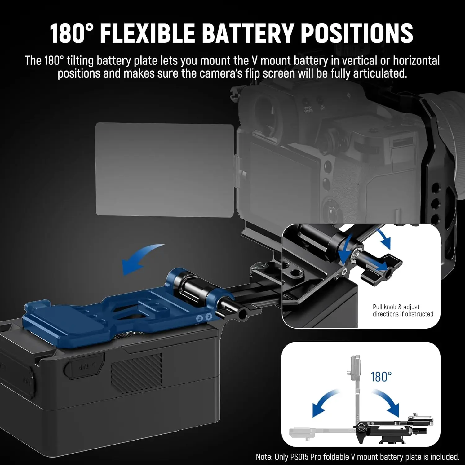 NEEWER faltbare V-Mount-Batterieplatte mit Arca-Schnellwechsel-Kamera-Grundplatte, leichtes Video-Rig für DSLR-Kameras – Detail 5