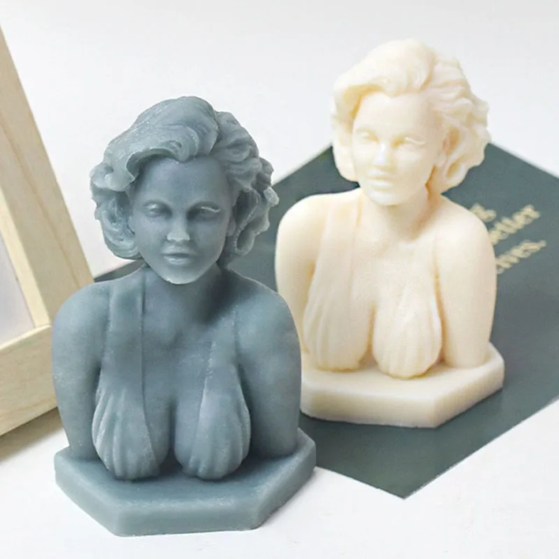 3D Marilyn Monroe Bust Statue Candle Silicone Mold DIY Beautiful Goddess Portrait Scented Candle Gypsum Resin Mould Home Decor