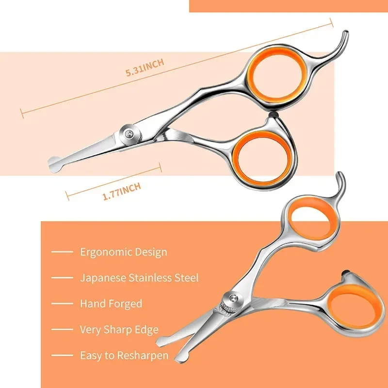 Steel Hair Scissors Professional Dog 1pc Grooming Tools Durable Stainless Pets Cat Scissor Rounded Pet Cutting Tips Safety