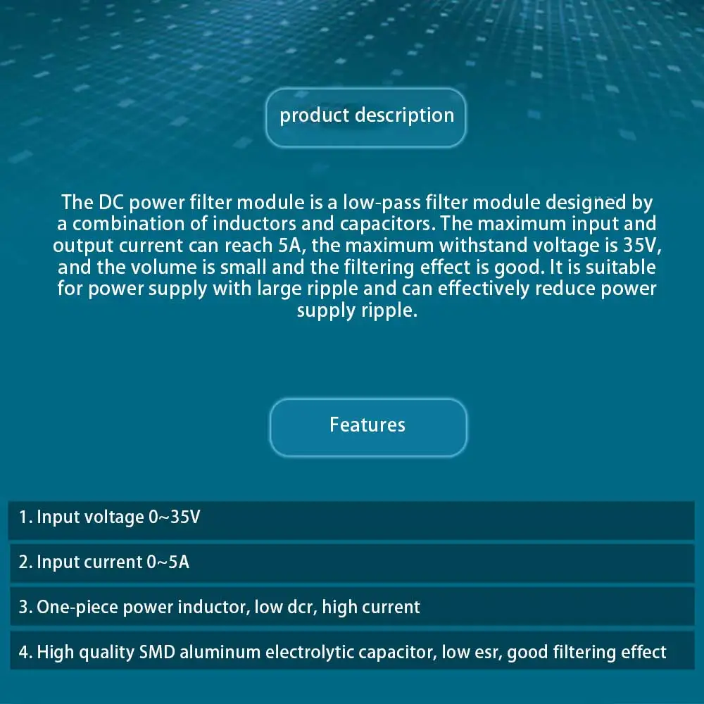 2pcs/1pc DC 전원 필터 보드 모듈 로우 패스 안정화 전압 감소 리플 0-35V 0-5A 로우 패스 EMI 필터 -  AliExpress