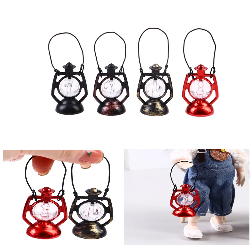 Miniature Oil Lamp Dollhouse Accessories Mini Kerosene Lantern For 1:6 1:12 Scale Doll House Decor Scene Ornaments Pretend Play