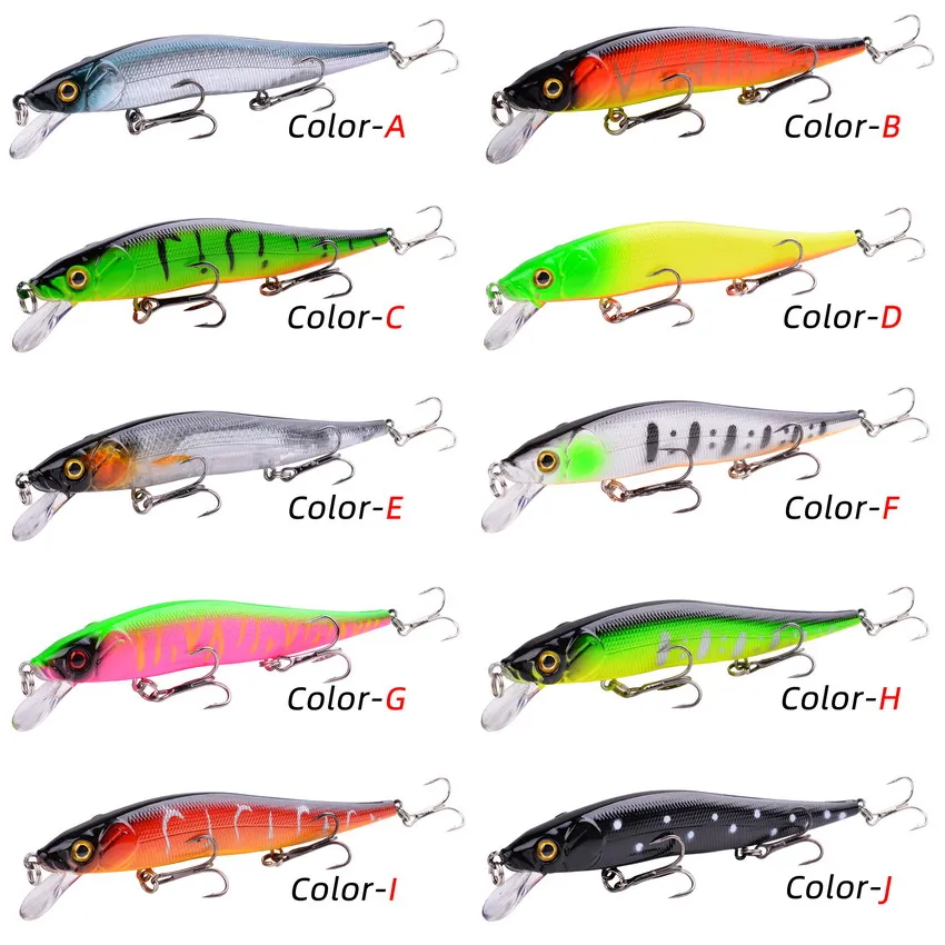 1pc Minnow Fishing Lure 12cm 14g isca artificial hard bait 3D Eyes Treble Hook floating wobblers Minnow Crankbait pesca tackle