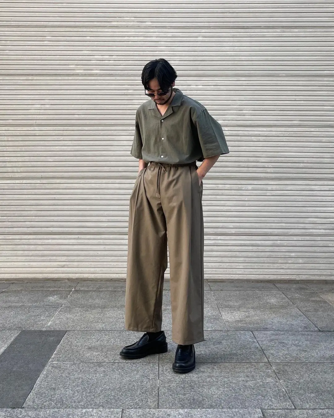 

Loose Wide Leg Casual Pants Pleated Design Versatile Spring Summer Korean Sle Elastic Waist Straight Cut Long Trousers