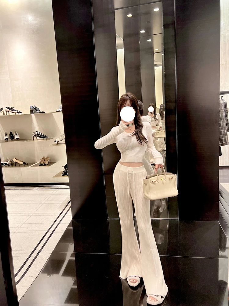 

Брюки-клеш с высокой талией для женщин, новинка ранней весны, белые широкие брюки в корейском стиле, однотонные, дышащие, приятные к телу...