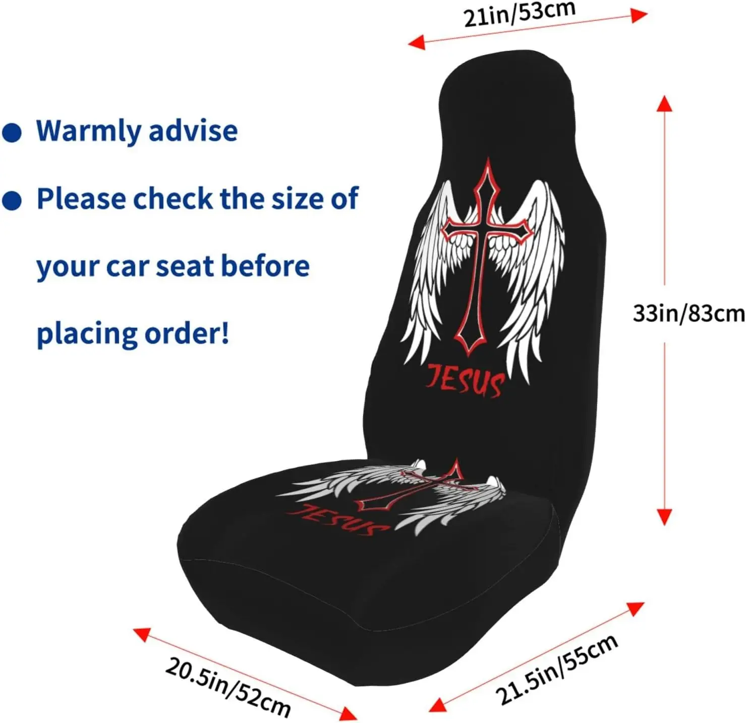 Religious Christian Faith Jesus Car Seat Cover for Men Women Front Seats Protectors Universal Fit Most Cars Suvs and Trucks 2 Pc