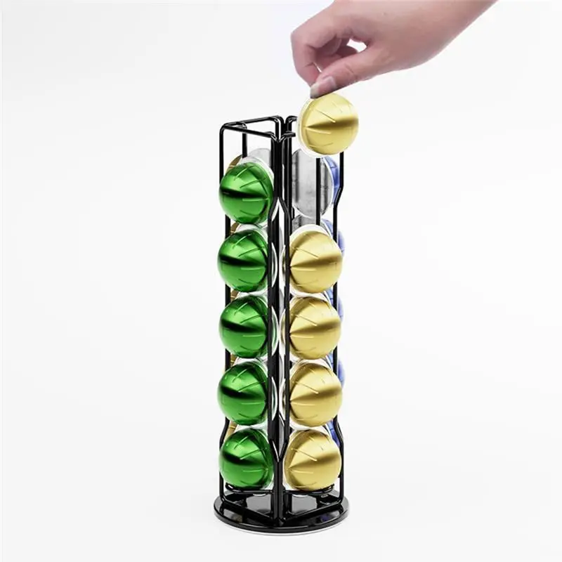 AT05-20-Pack Coffee Organizer Display Rack Iron Art Vertuo Pods Coffee Pod Holder For Nespresso Vertuoline Stand Rack Durable ,S
