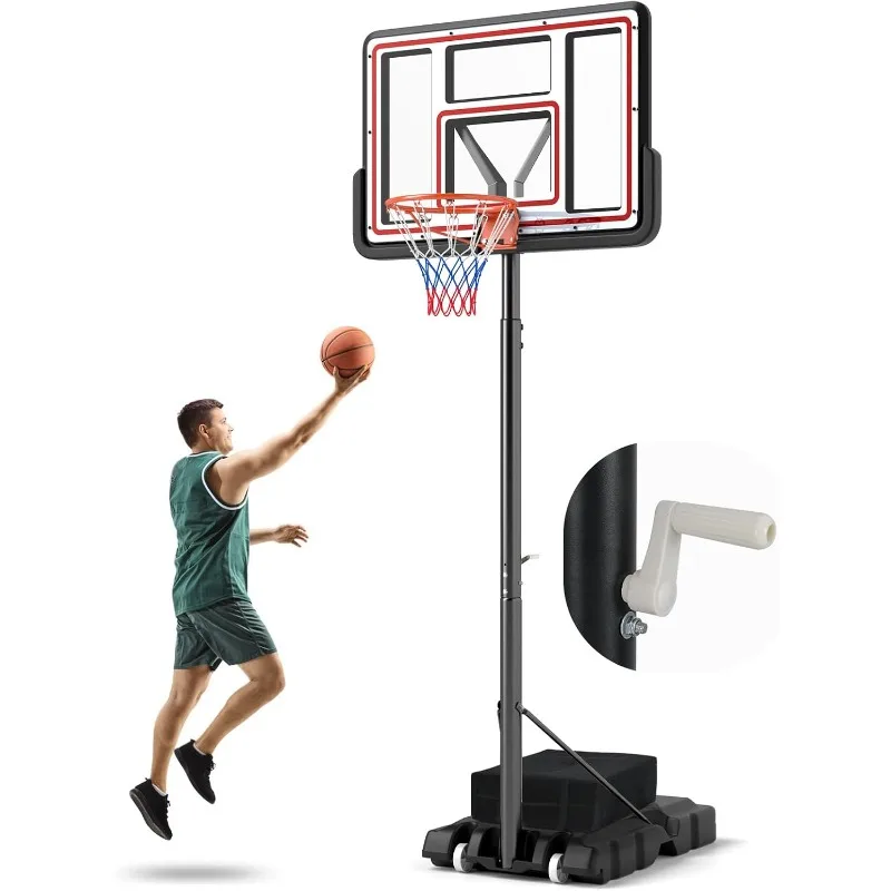 

Giantex Portable Basketball Hoop Outdoor-7.4-10 FT Height Adjustable Basketball Goal System w/ 44 Inch Shatterproof PC Backboard