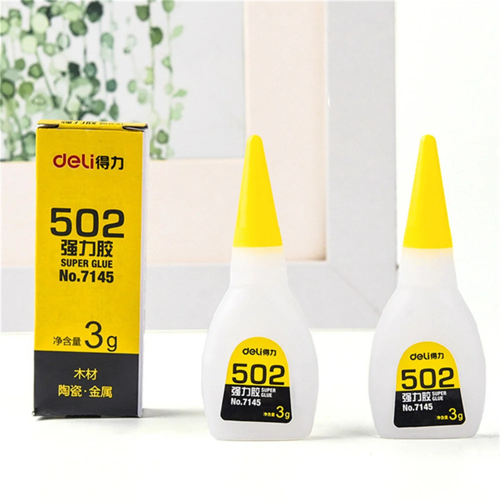 Deli 3g Fast Dry Super Liquid Glue 502 Strong Bond Rubber Metal Plastic Wood Stone Repair Phone Screen Glass Nail Gel Tool