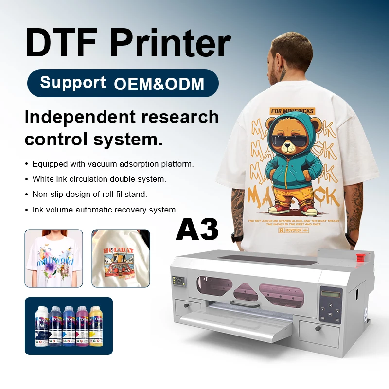 Printer 30CM Impresora DTF 1390 & L1800 Full Textile Canvas Press 30cm Impresora DTF Printer