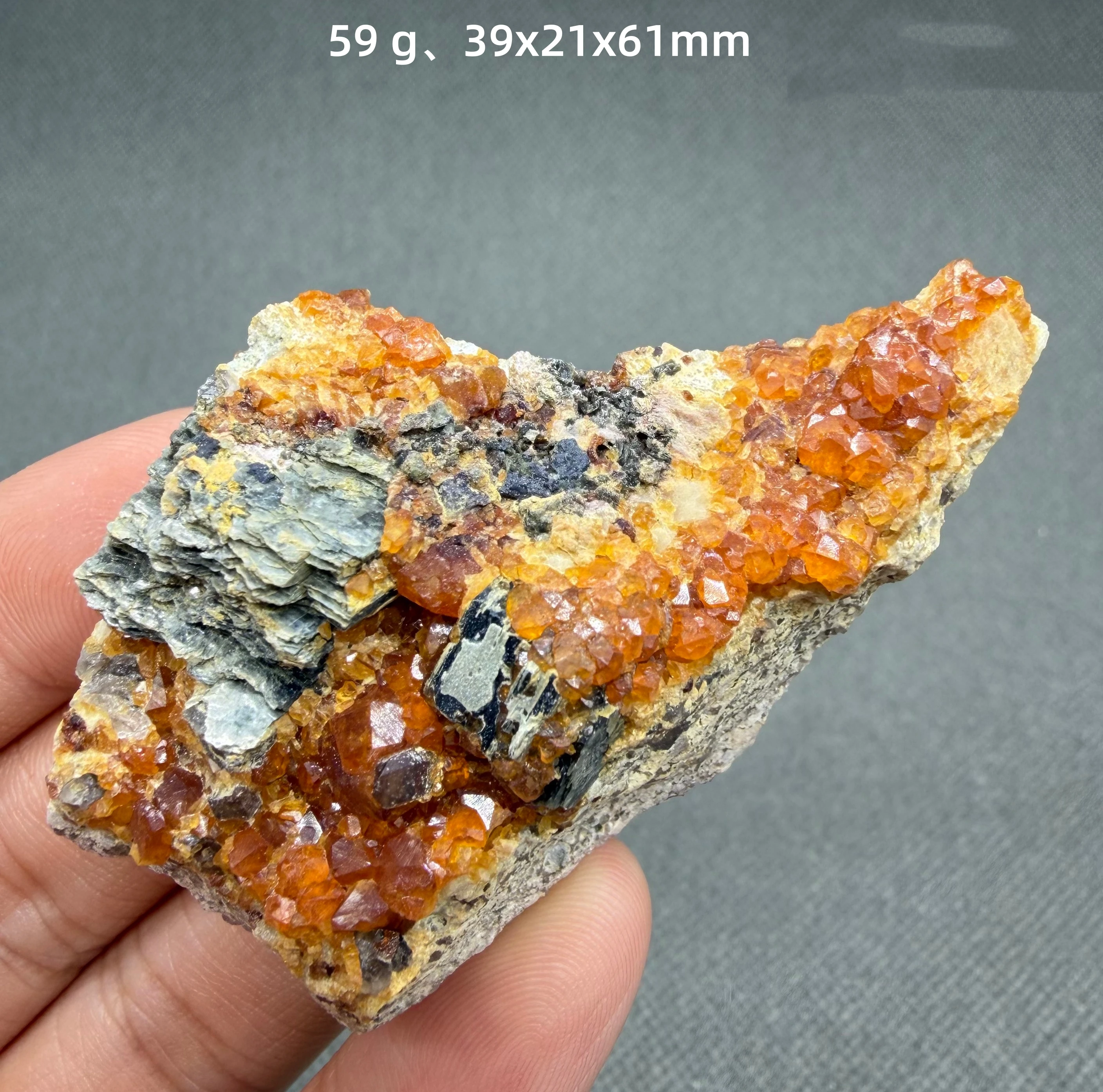 Natural garnet crystal mineral specimen + healing quartz crystals and stones rock gemstone