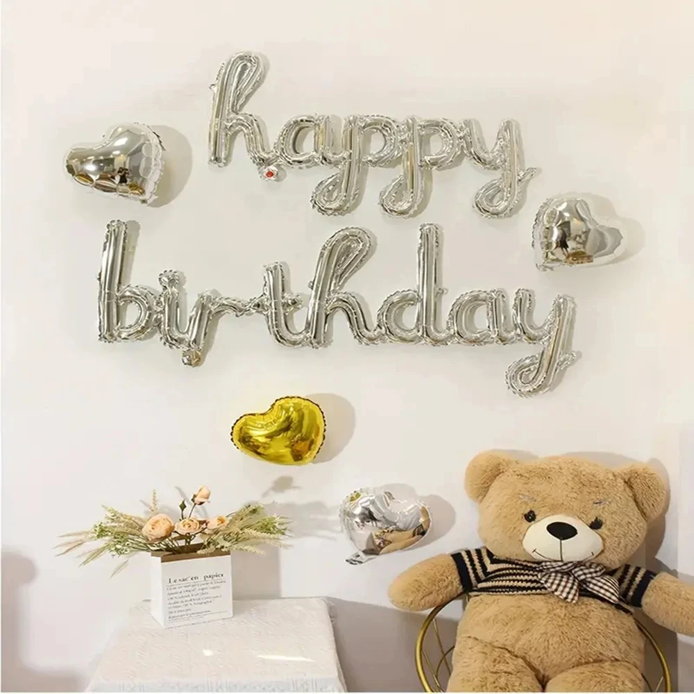 2 قطعة/المجموعة بالونات عيد ميلاد سعيد الوردي الأرجواني الألومنيوم احباط بالون حفلة عيد ميلاد الديكور لوازم المنزل DIY اكسسوارات الدعامة #2