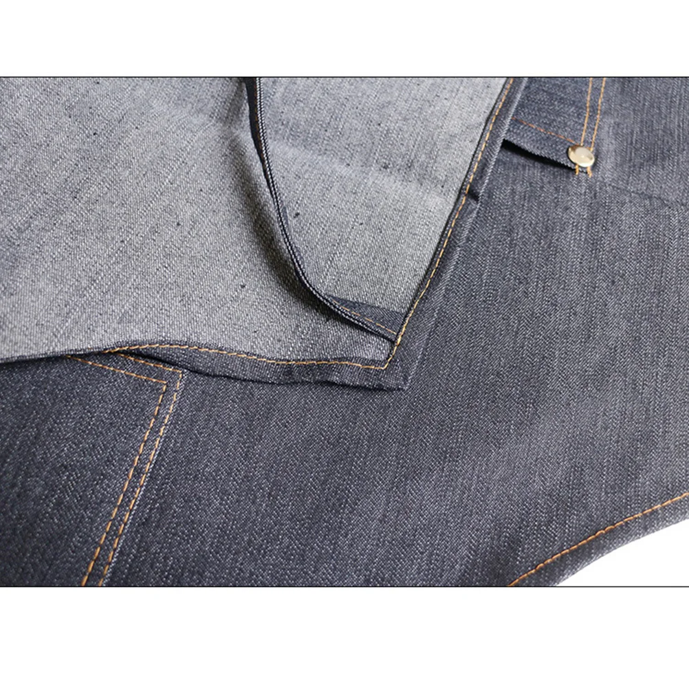 1Pcs Hairdresser Apron Denim Work Apron Pure Color Halter Neck Cooking Salon Barber Cafe Black Work Clothes Accessories