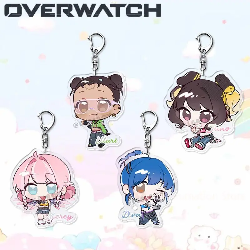 

4 шт., акриловый автомобильный брелок в стиле аниме Overwatch Kiriko, аксессуары, сумка, подвеска на рюкзак, брелок, подарки для друзей, подарки на день рождения