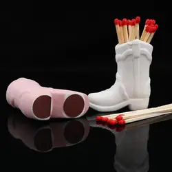 Ceramic Match Holder With Striker Cowboy Boot Shaped Match Box Boho Style Match Jar Creative Match Stand Fireplace Home Decor