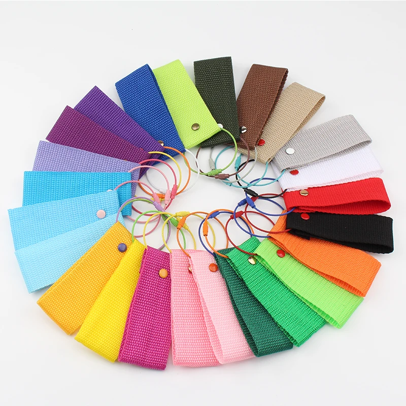 3.8cm Width Solid Color Ribbon Keychain Lanyard Business Gift Key Chain Men Women Car Key Strap Waist Wallet KeyChains Keyrings