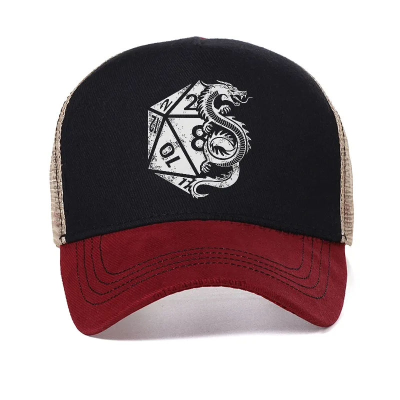 Pure Color Dad Hats Dragon Poly Dice D20 Dungeon Dice Men's Hat mesh Breathable Sun Visor Baseball Caps DND Game Peaked Cap