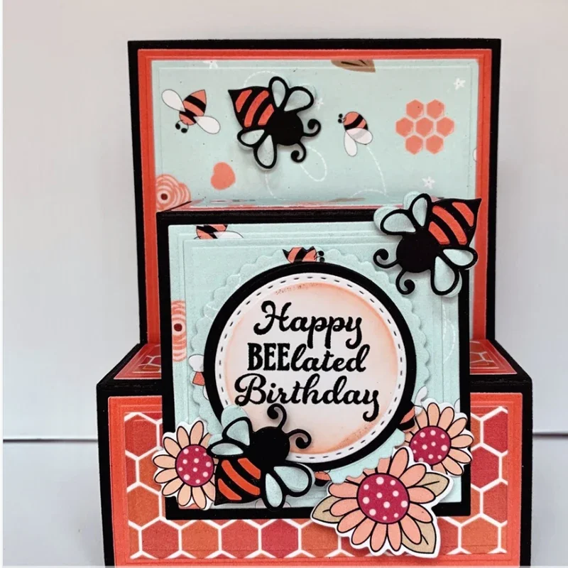 Mini Bee Insect Frame Metal Cutting Dies Scrapbooking Stencils Decorative Christmas Album Craft Card Making Template Supplies