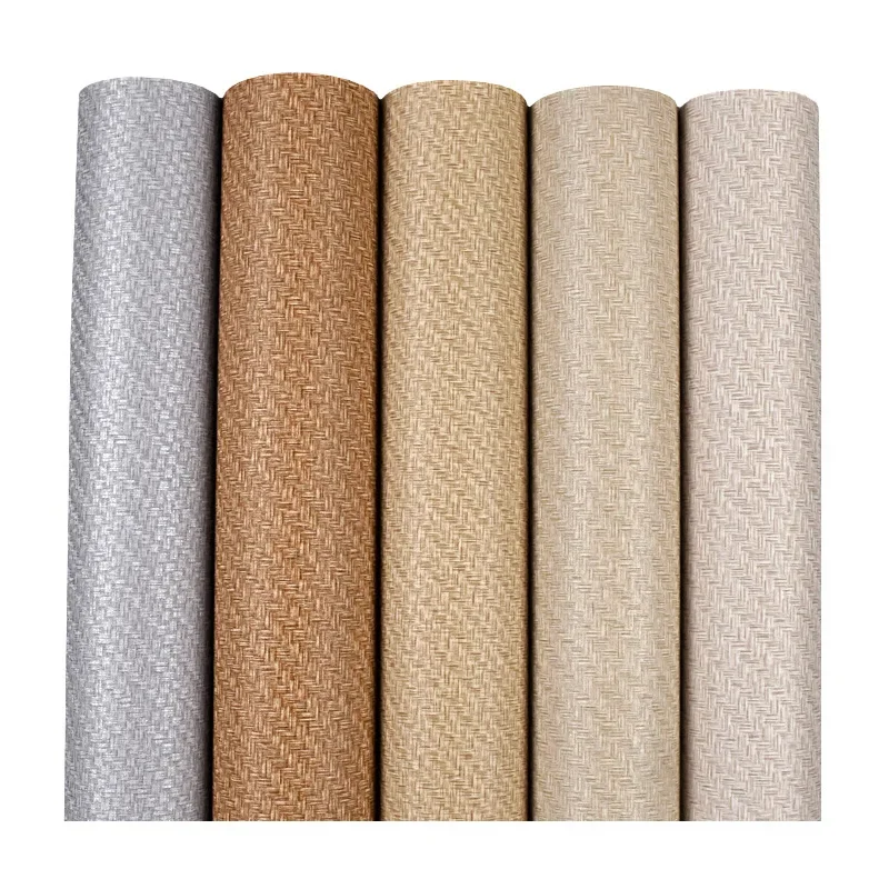 Solid color plain color linen cloth pattern imitation straw wallpaper tea house restaurant brush glue non-self-adhesive
