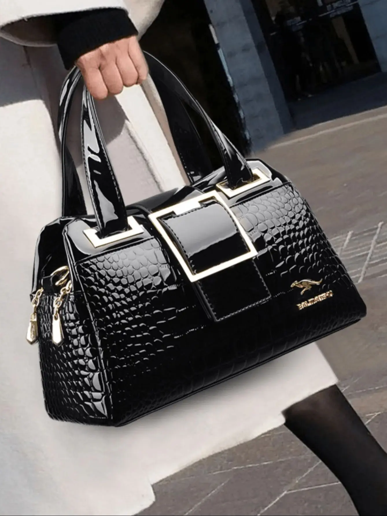 Women\'s Elegant Luxurious Crocodile Leather Shoulder Handbag