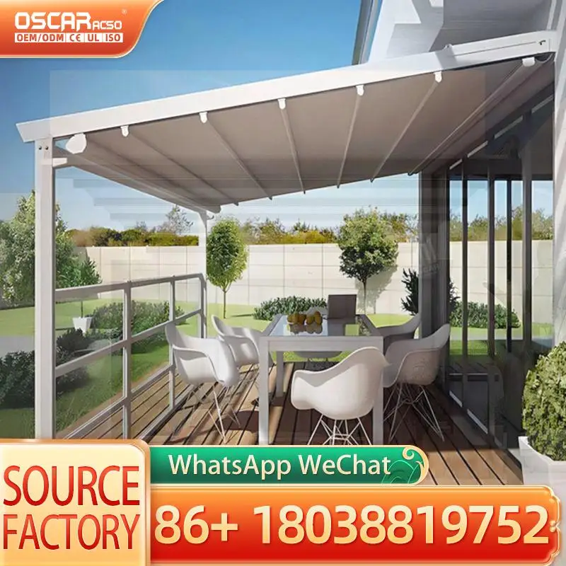

Folding Aluminum Pergola System Retractable PVC Canopy Roof Awning for Terrace Balcony Outdoor Retractable Canopy Pergola