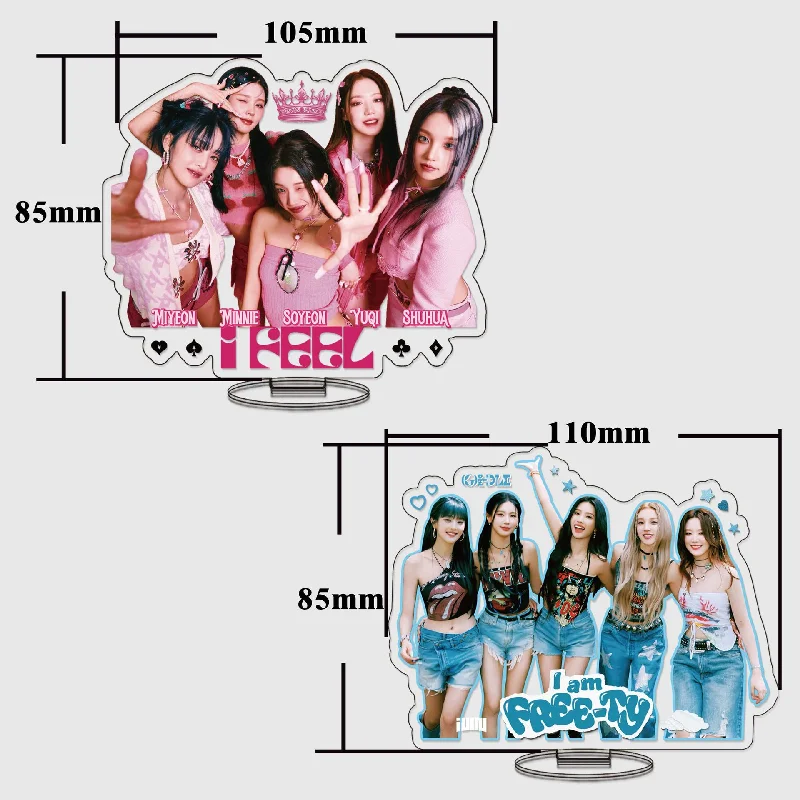 New KPOP GIDLE Acrylic Stand Album I feel HD Printed Photo Figures Standing Desktop Decorative Fans Collection Gift