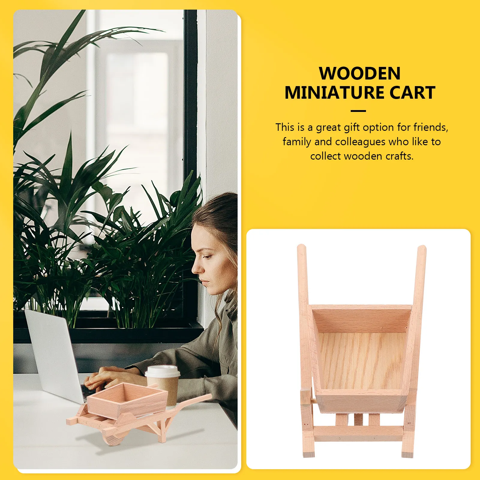 

1 шт. миниатюрный деревянный декоративный тачка-самосвал для интерьера и экстерьера, инструмент для микроландшафта, садовые принадлежности, аксессуары для мини-сада