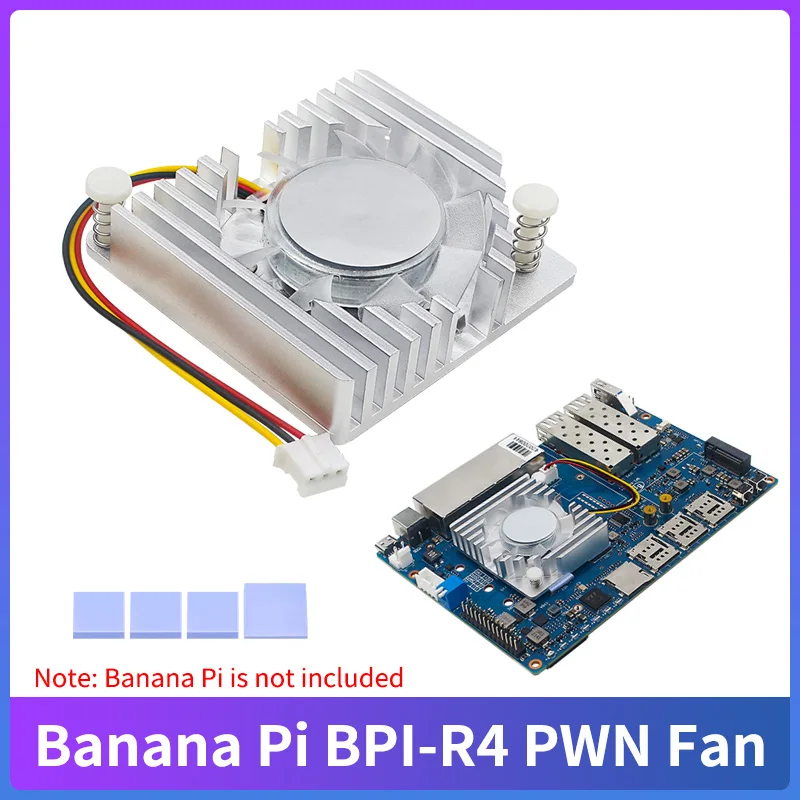 Banana Pi BPI-R4 Cooling Fan Aluminum Alloy Heatsink Radiator Active Passive Cooler for BPI-R4 Board