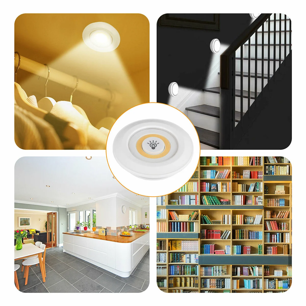 

6pcs Touch Night Light Dimmable Cob Cabinet Wall Wardrobe Closet Light For Bedroom Baby Room Kitchen Bathroom Corridor Car Warm