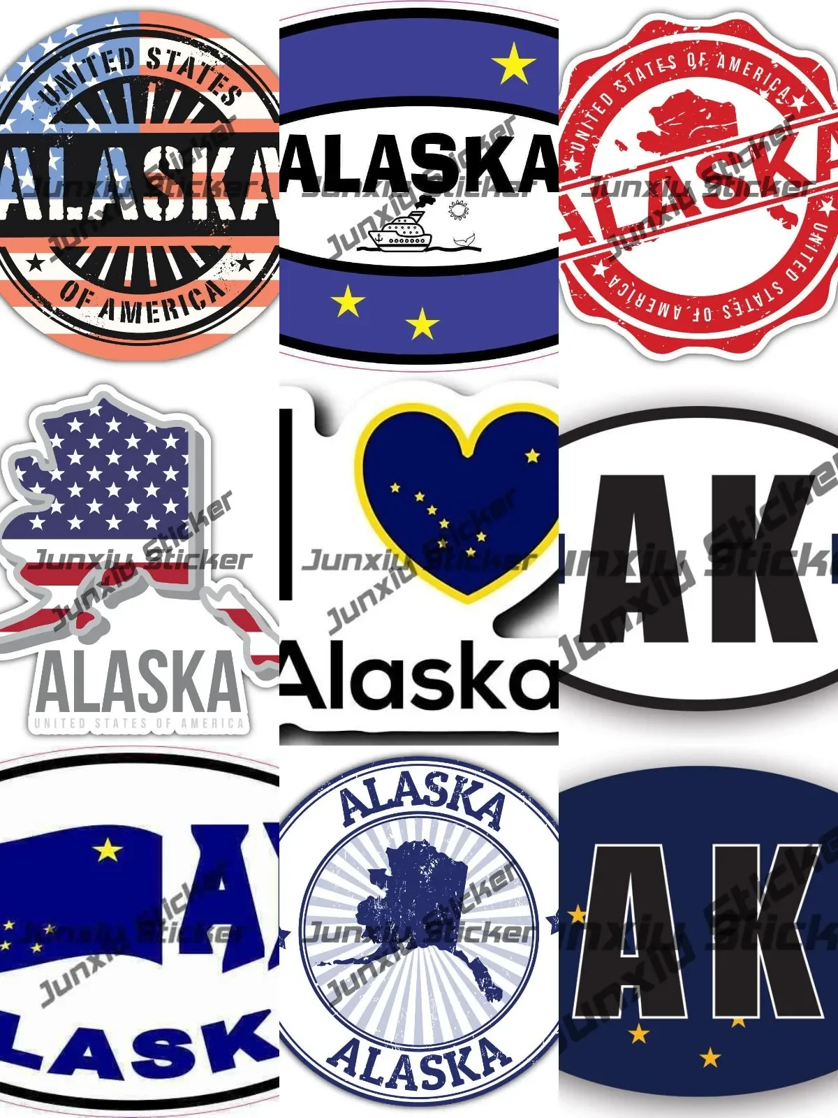 Alaska State USA Grunge Flag Badge Sticker Cruise Ship Flag Oval KA Alaska Decal Love Alaska State Decal for Cars SUV Van Bumper