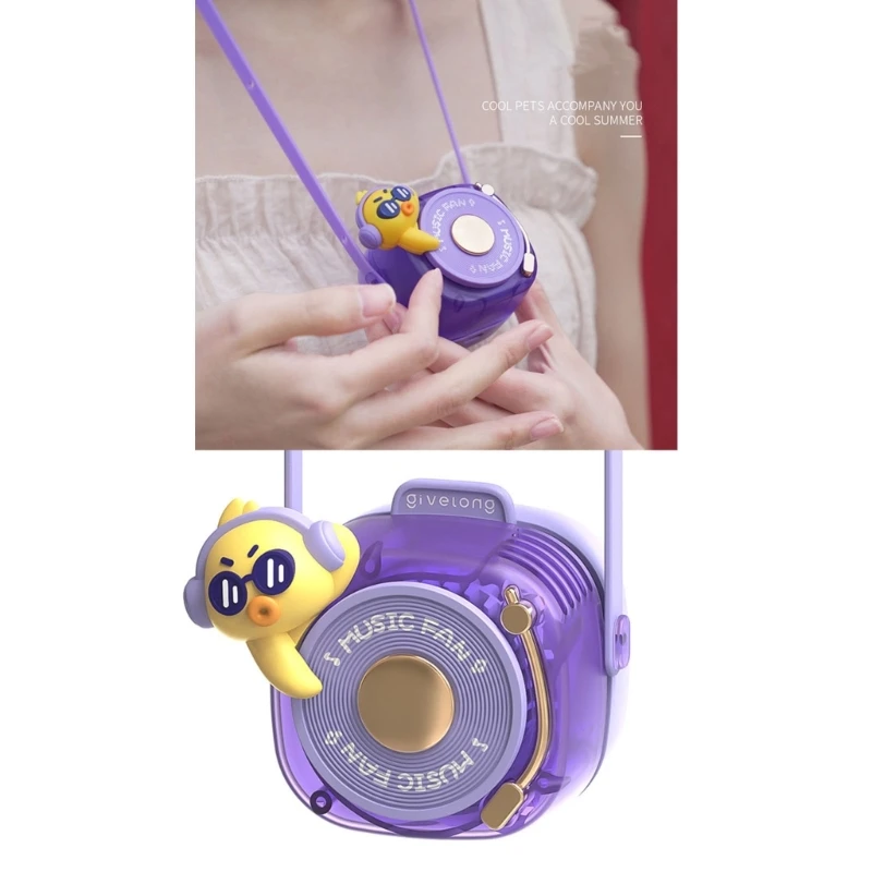 Ventilador de cuello de dibujos animados M2EE, ventilador portátil colgante, pequeño, sin aspas, para estudiantes