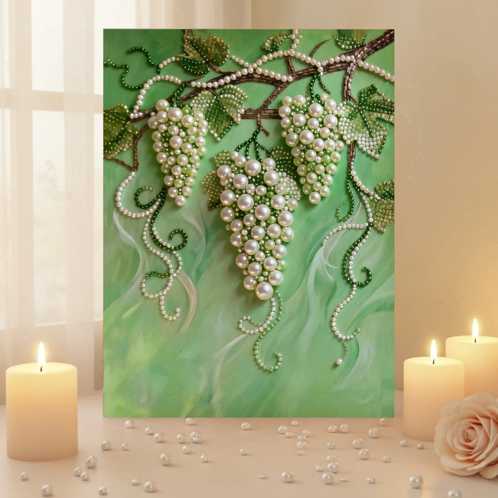 

Grapes DIY Pearl Painting Kit for Adult Gift Home Wall Decor 40x50cm With Frame