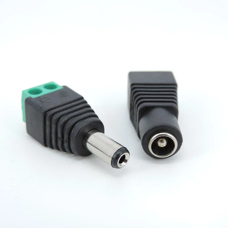 Adaptador de enchufe DC macho y hembra de 5,5x2,1mm, terminal de enchufe de 5,5mm y 2,1mm, conector macho para tira led de cámaras CCTV, 1/3 piezas