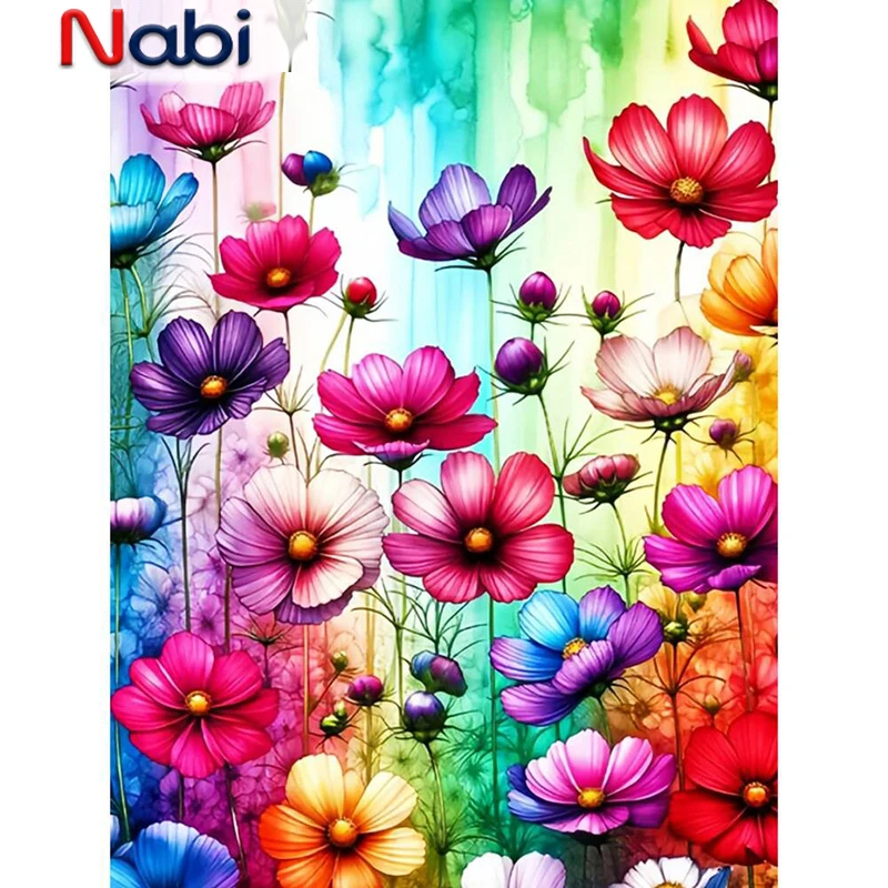 

Nabi 5D DIY Алмазная мозаика Цветок мака Красочная картина Пейзаж Полный квадратный круглый алмаз Вышивка Ручная работа