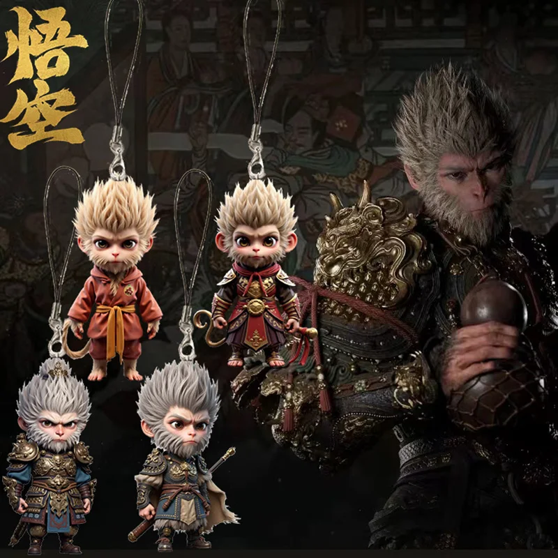 4 Pcs Black Myth Wukong Action Figure The Destined One Key Chain Wukong Key Ring 2024 New Children Toys Decoration Birthday Gift