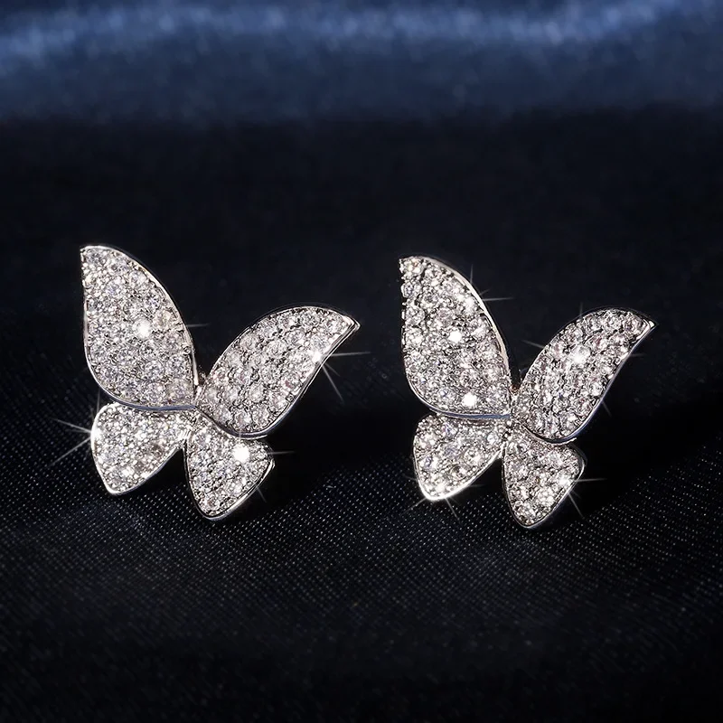 Niedliche Ohrstecker aus echtem 925er-Sterlingsilber mit romantischem Tier-Schmetterling für Mädchen und Kinder, Mini-Ohrstecker mit Anti-Allergie-Geburtstagsgeschenk