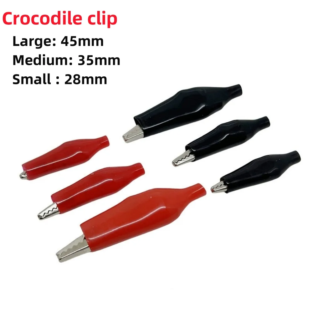 10pcs/lot S4 Crocodile Electrical Clamp 28/35/45MM Metal Alligator Clip for Testing Probe Meter Black Red Dropshipping