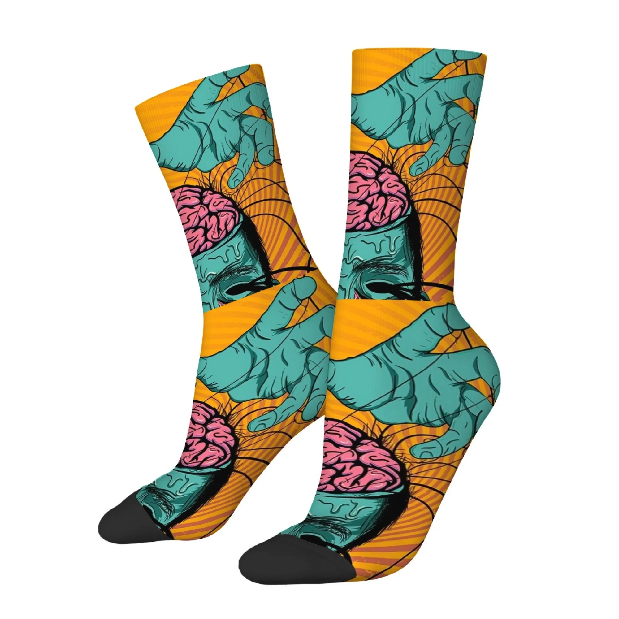 Dark and Horror-themed Brain Anatomy Men's Socks Gothic Quirky Funny Fashionable Outdoor Socks Soft and Comfortable Socks