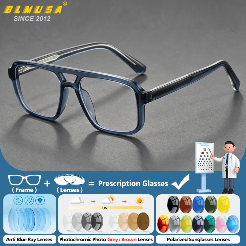 BLMUSA Anti-Blaulicht-Photochrome Korrektionsbrille, modische Pilotenbrille, sportliche Fahr- und Sicherheitsbrille für Herren, progressive Brille
