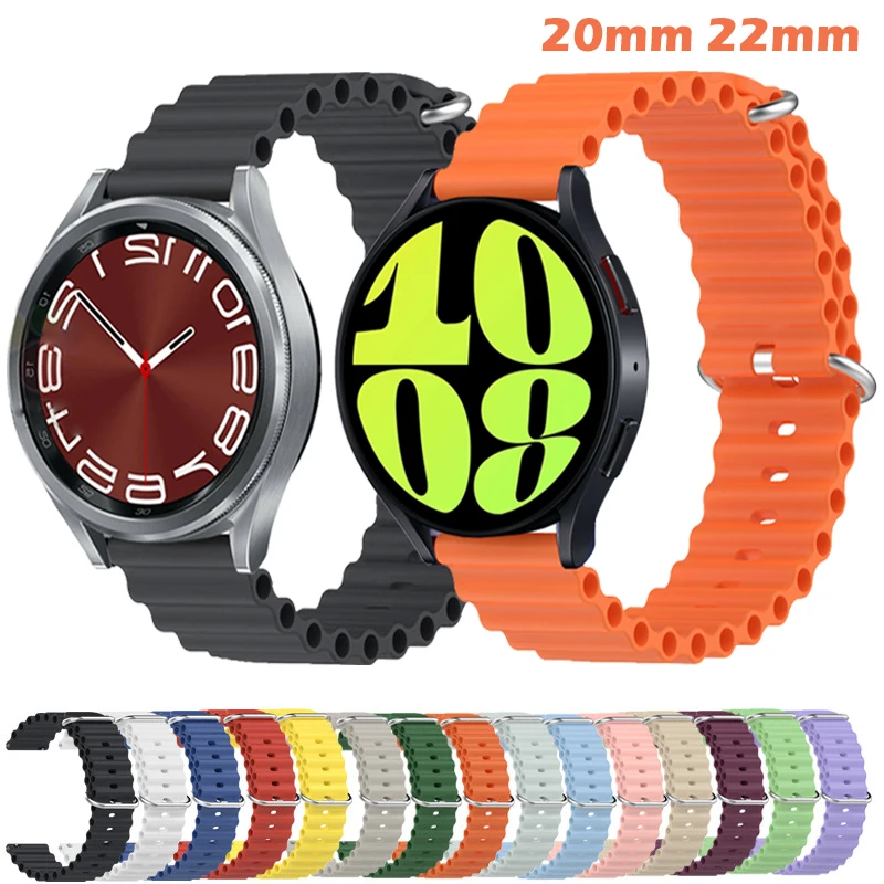 

20mm 22mm Band for Samsung Galaxy watch 4 5 pro Gear S3 Silicone Ocean Strap For Galaxy6 40mm 44mm 6 Classic 43mm 47mm Bracelet