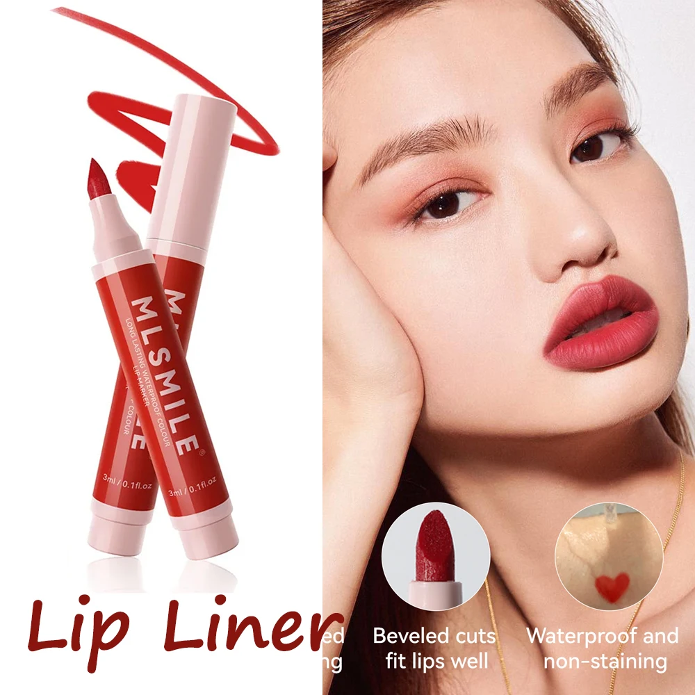 Matte Marker Pen Lip Liner Waterproof Highly Pigmented Lipstick Sweet Cherry Velvet Lip Gloss Contour Pen Sexy Lips Makeup Tool