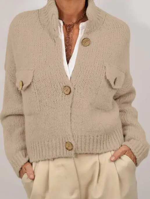 

Women's Casual Woolen Long Sleeved Jacket Sweater Autumn Winter 2025 Fashion Comfortable Warm Clothing