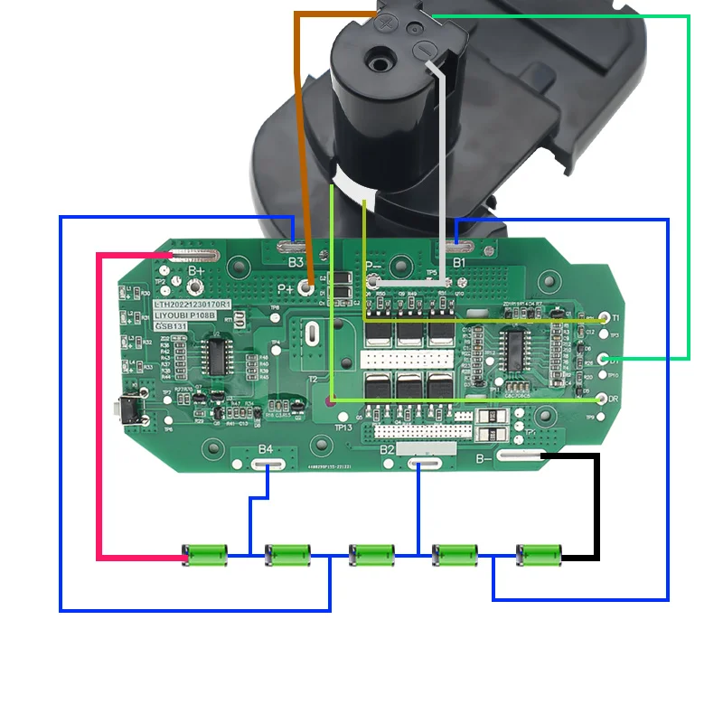 P108B 5*18650 akumulator obudowa z tworzywa sztucznego ładowania obwód ochronny płyty PCB dla RYOBI 18V 9Ah P103 BPL-1815/1820G/18151/1820 jeden +