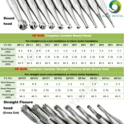 Fraises dentaires en carbure de tungstène, mèches de forets dentaires HP 2.35mm pour pièce à main droite, outils de dentiste