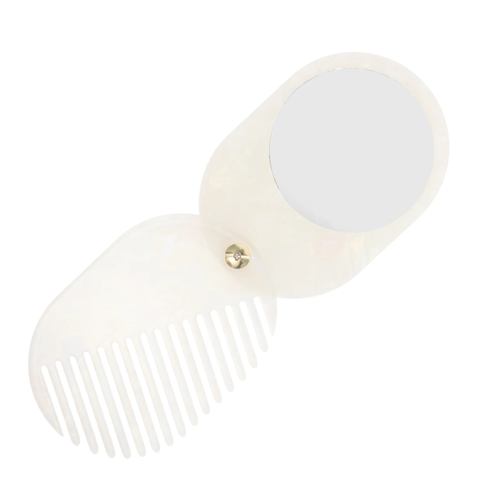 

Compact Mirror Hair Brush Acetate Glass Mini Comb with Mirror Portable Travel Brush for on-The-Go Styling and Grooming