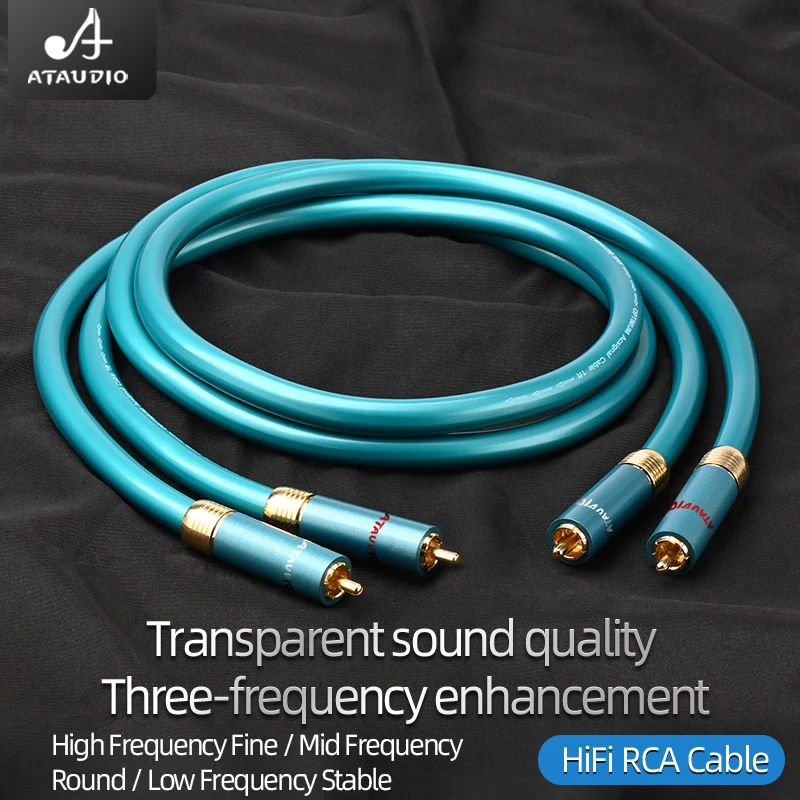 ATAUDIO-Cable RCA Hifi, amplificador de CD de alta gama, interconexión 2RCA a 2RCA macho, Cable de Audio de 1m y 2M