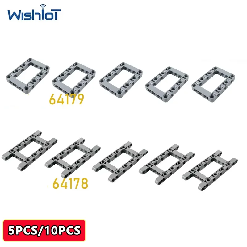 64178 64179 Hole Beam Frame/Ring Technology Building Block Parts 5X7 5x11 Perforated Beam Frame MOC Small Bricks Toy Accessories