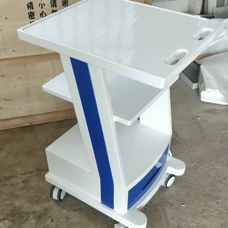 Medical computer cart, medical chassis, ABS plastic work cart, B-ultrasound cart, computer desk cart