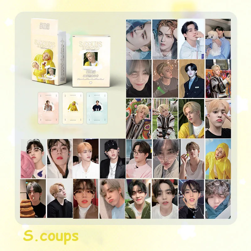 50Pcs/Box S.coups Jeonghan Selfie Laser Photocards Two Sides Ins Fashion Photo Printed Lomo Cards Postcards Fans Collectibles