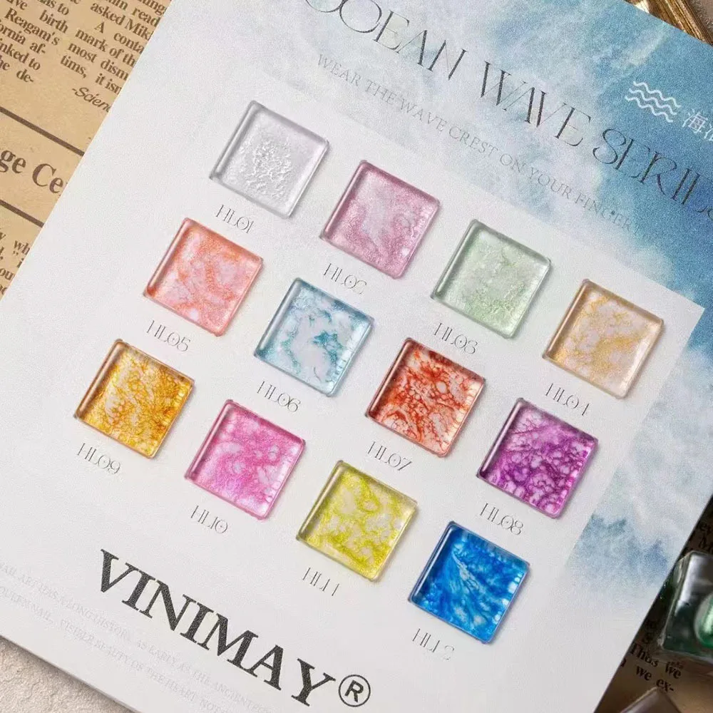 VINIMAY المعادن موجة البحر تزهر هلام مسمار البولندية ماجيك لطخة فقاعة هلام مسمار DIY بها بنفسك الورنيش مانيكير الديكور مسمار الفن لصالون