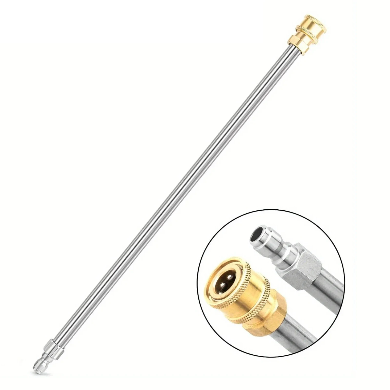 15.75 Inch High Pressure Washer Extension Lance Stainless Steel 1/4 Quick Connect Wand Car Cleaning Spray Rod Accessory